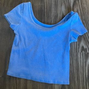 wild fable ribbed blue cropped tee size M worn once